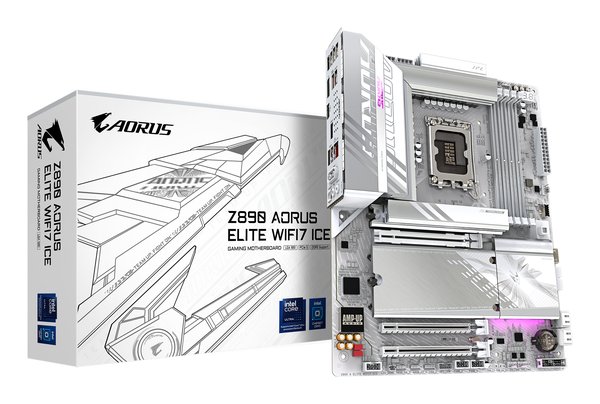 Материнская плата Gigabyte Z890 AORUS ELITE WIFI7 ICE, LGA 1851, Intel Z890, 4xDDR5, 4xSATA, 4xM.2, 1xPCIe 5.0 x16, 2xPCIe 4.0 x4, 1xDP, 1xUSB-C (DP), 1x 2.5Gb LAN, 4xUSB-A 2.0, 3xUSB-A 3.2 Gen 1, 2xUSB-A 3.2 Gen 2, 1xUSB-C 3.2 Gen 2 (Thunderbolt 4), 2x3.5 мм, 7.1, ATX