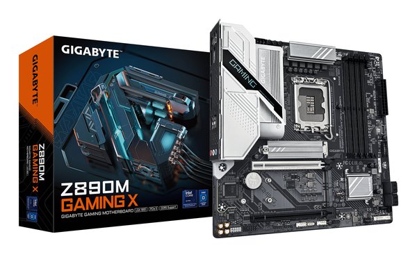 Материнская плата Gigabyte Z890M GAMING X, LGA 1851, Intel Z890, 4xDDR5, 4xSATA, 3xM.2, 1xPCIe 5.0 x16, 1xPCIe 4.0 x16, 1xHDMI, 2xDP, 1x 2.5Gb LAN, 2xUSB-A 2.0, 3xUSB-A 3.2 Gen 1, 3x3.5 мм, 7.1, mATX