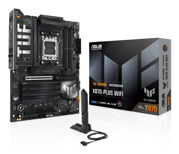Материнская плата ASUS TUF GAMING X870-PLUS WIFI, AM5, AMD X870, 4xDDR5, 2xSATA, 4xM.2, 1xPCIe 5.0 x16, 1xPCIe 4.0 x4, 1xHDMI, 1xUSB-C 3.2 Gen 2, 1xUSB-C 3.2 Gen 2x2, 2xUSB-C 4.0, 1x 2.5Gb LAN, 1xUSB-A 2.0, 3xUSB-A 3.2 Gen 2, 4xUSB-A 3.2 Gen 1, 5x3.5 мм, Wi-Fi 7, ATX