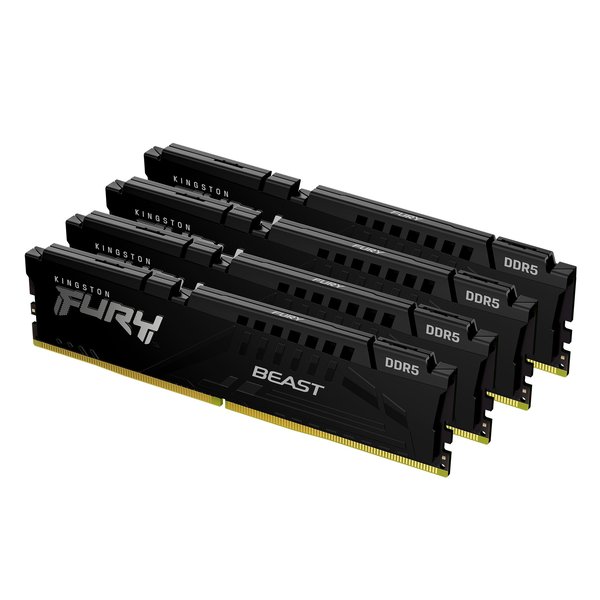 Оперативная память Kingston Fury Beast, DDR5, 128Gb (4x32Gb), 5200MHz, CL40, DIMM, радиатор, черный