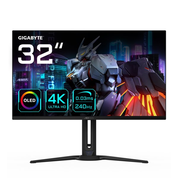 Монитор 31.5" Gigabyte Aorus FO32U2 QD OLED 3840x2160, 240 Гц, 0.03 мс, 16:9, 250 кд/м², 2xHDMI, 1xDP, черный