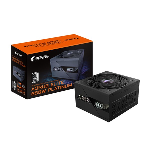 Блок питания Gigabyte ATX 850W AORUS ELITE GP-AE850PM PG5 Gen.5 80 PLUS platinum (20+4pin) APFC 120мм fan 16xSATA Cab Manag RTL