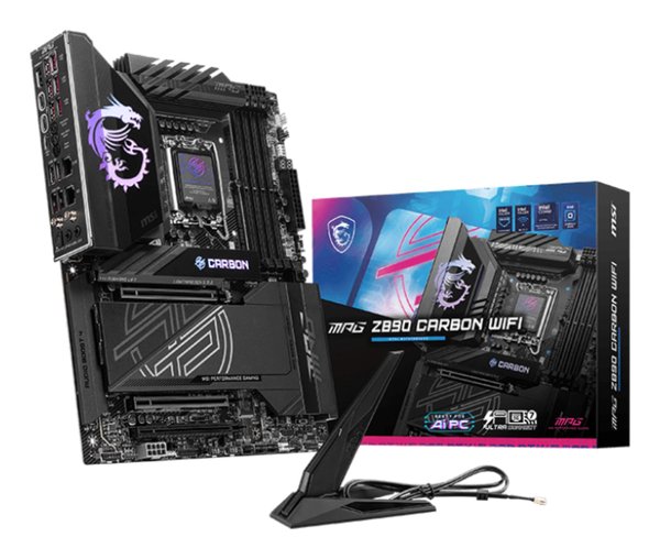 Материнская плата MSI MPG Z890 CARBON WIFI, LGA 1851, Intel Z890, 4xDDR5, 4xSATA, 5xM.2, 1xPCI-E 5.0 x16, 1xPCI-E 5.0 x8, 1xPCI-E 4.0 x4, 1xHDMI, 2xUSB-C Thunderbolt 4, 1xUSB-C 3.2 Gen 2, 10xUSB-A 3.2 Gen 2, 2x 5Gb LAN, 2x3.5 мм, 7.1, ATX