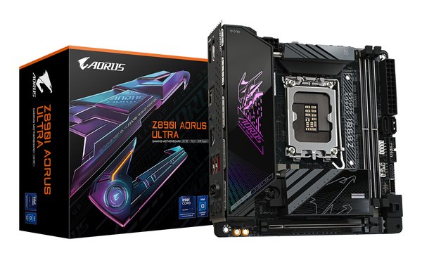 Материнская плата Gigabyte Z890I AORUS ULTRA, LGA 1851, Intel Z890, 2xDDR5, 2xSATA, 2xM.2, 1xPCIe 5.0 x16, 1xDP, 1xHDMI, 1xUSB-C, 1x Thunderbolt 4, 1x 2.5Gb LAN, 2xUSB-A 3.2 Gen 1, 3xUSB-A 3.2 Gen 2, 2x3.5 мм, TOSLINK, 7.1, 1xUSB4, Mini-ITX