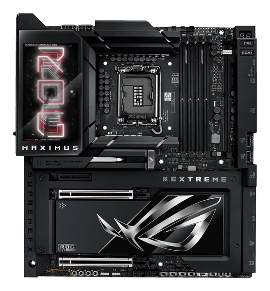 Материнская плата ASUS ROG MAXIMUS Z890 EXTREME, LGA 1851, Intel Z890, 4xDDR5, 4xSATA, 4xM.2, 1xPCI-E 5.0 x16, 1xPCI-E 5.0 x8, 1xHDMI, 2xUSB-C, 2x 10Gb LAN, 5xUSB-A 3.2 Gen 2, 1xUSB-C 3.2 Gen 2x2, 2xUSB-C Thunderbolt 5, 2x3.5 мм, 7.1, E-ATX