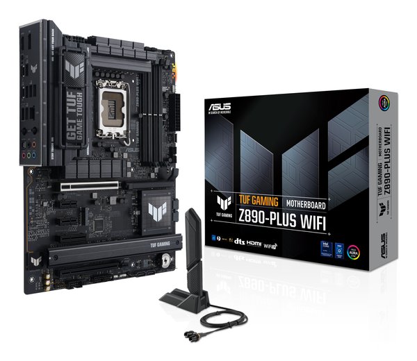 Материнская плата ASUS TUF GAMING Z890-PLUS WIFI, LGA 1851, Intel Z890, 4xDDR5, 4xSATA, 4xM.2, 1xPCIe 5.0 x16, 1xPCIe 4.0 x4, 1xDP, 1xHDMI, 1xUSB-C 3.2 Gen 2x2, 1xUSB-C Thunderbolt 4, 1x 2.5Gb LAN, 3xUSB-A 3.2 Gen 1, 3xUSB-A 3.2 Gen 2, 5x3.5 мм, 1xWi-Fi 7, ATX