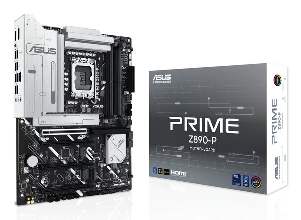 Материнская плата ASUS PRIME Z890-P, LGA 1851, Intel Z890, 4xDDR5, 4xSATA, 4xM.2, 1xPCIe 5.0 x16, 2xPCIe 4.0 x4, 1xPCIe 4.0 x1, 1xHDMI, 1xDP, 1xUSB-C (видеовыход), 1x 2.5Gb LAN, 4xUSB-A 2.0, 2xUSB-A 3.2 Gen 1, 1xUSB-A 3.2 Gen 2, 1xUSB-C 3.2 Gen 2x2, 3x3.5 мм, 7.1, ATX