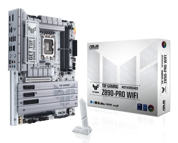 Материнская плата ASUS TUF GAMING Z890-PRO WIFI, LGA 1851, Intel Z890, 4xDDR5, 4xSATA, 4xM.2, 1xPCIe 5.0 x16, 1xPCIe 4.0 x4, 2xPCIe x1, 1xHDMI, 1xDP, 2xUSB-C Thunderbolt 4, 6xUSB-A 10Gbps, 1x 2.5Gb LAN, 5x3.5 мм, 7.1, ATX