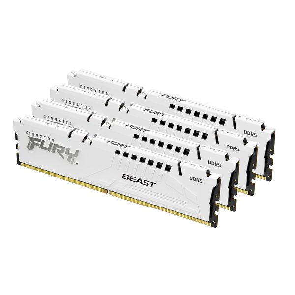 Оперативная память Kingston Fury Beast, DDR5, 128Gb (4x32GB), 5200MHz, CL40, DIMM, радиатор, белый