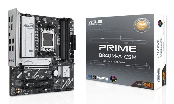 Материнская плата ASUS PRIME B840M-A-CSM, AM5, AMD B840, 4xDDR5, 4xSATA, 3xM.2, 1xPCI-E 4.0 x16, 2xPCI-E 3.0 x16, 1xRealtek 2.5Gb LAN, 2xUSB-A 10Gbps, 1xUSB-C 5Gbps, 4xUSB-A 2.0, 3x3.5 мм, 7.1, micro-ATX