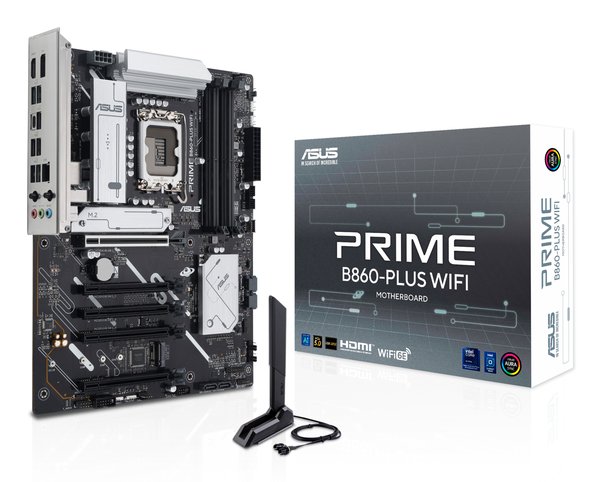 Материнская плата ASUS PRIME B860-PLUS WIFI, LGA 1851, Intel B860, 4xDDR5, 4xSATA, 2xM.2, 1xPCIe 5.0 x16, 4xPCIe 4.0 x16, 2xUSB-C, 4xUSB-A 3.2 Gen 1, 2xUSB-A 3.2 Gen 2, 1xHDMI, 1xDP, 1x2.5Gb LAN, 7.1, ATX