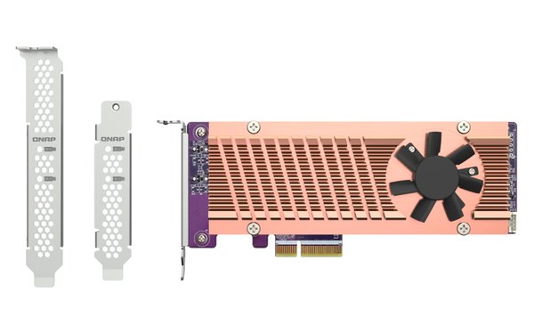 Плата расширения QNAP QM2-2P-344A 2 x M.2 22110 or 2280 PCIe (Gen3 x4) NVMe SSD slots, Low-profile flat and Full-height brackets included.