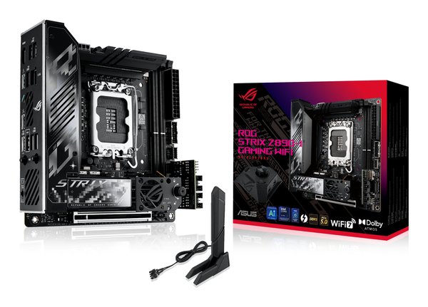 Материнская плата ASUS ROG STRIX Z890-I GAMING WIFI, LGA1851, Intel Z890, 2xDDR5, 2xSATA, 2xM.2, 1xPCI-E 5.0 x16, 1xHDMI, 2xThunderbolt 4, 1x2.5Gb LAN, 9xUSB-A, 1xUSB-C, 5.1, Mini-ITX