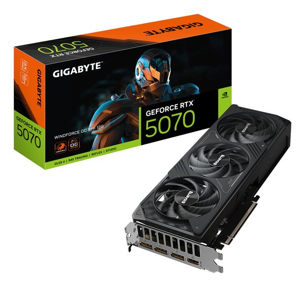 Видеокарта Gigabyte PCI-E GV-N5070WF3OC-12GD 1.0 NVIDIA GeForce RTX 5070 12Gb 192bit GDDR7 2805/28000 HDMIx1 DPx3 HDCP Ret