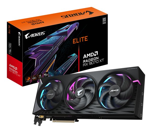 Видеокарта Gigabyte PCI-E GV-R9070XT AORUS E-16GD 1.0 AMD Radeon RX 9070XT 16Gb 256bit GDDR6 2175/20000 HDMIx2 DPx2 HDCP Ret