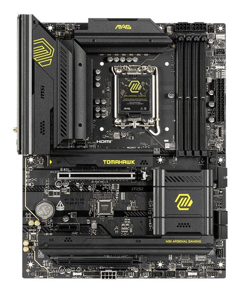 Материнская плата MSI MAG B860 TOMAHAWK WIFI, LGA 1851, Intel B860, 4xDDR5, 4xSATA, 3xM.2, 1xPCIe 4.0 x4, 1xPCIe 5.0 x16, 1xDP, 1xHDMI, 1xUSB-C, 1x 5Gb LAN, 4xUSB-A 2.0, 4xUSB-A 3.2 Gen 2, 7.1, 2x3.5 мм, TOSLINK, ATX