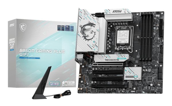Материнская плата MSI B860M GAMING PLUS WIFI, LGA 1851, Intel B860, 4xDDR5, 4xSATA, 3xM.2, 1xPCIe 4.0 x4, 1xPCIe 5.0 x16, 1xDP, 1xHDMI, 1xUSB-C, 1x 5Gb LAN, 3xUSB-A 2.0, 2xUSB-A 3.2 Gen 1, 1xUSB 3.2 Gen 2, 7.1, 3x3.5 мм, mATX