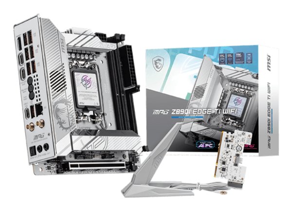 Материнская плата MSI MPG Z890I EDGE TI WIFI, LGA 1851, Intel Z890, 2xDDR5, 2xSATA, 4xM.2, 1xPCIe 5.0 x16, 1xHDMI, 2xThunderbolt 4, 1xUSB-C, 1x 5Gb LAN, 7xUSB-A 10Gbps, 2xUSB-A 5Gbps, 1xUSB-C 20Gbps, 7.1, 2x3.5 мм, TOSLINK, Mini-ITX