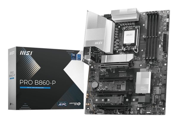 Материнская плата MSI PRO B860-P, LGA 1851, Intel B860, 4xDDR5, 4xSATA, 3xM.2, 1xPCIe 5.0 x16, 1xPCIe 4.0 x4, 2xPCIe 4.0 x1, 1xHDMI, 1xDP, 1xUSB-C, 1x 5Gb LAN, 2xUSB-A 3.2 Gen 2, 2xUSB-A 3.2 Gen 1, 4xUSB-A 2.0, 3x3.5 мм, 7.1, ATX