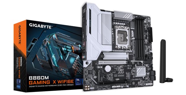 Материнская плата Gigabyte B860M GAMING X WIFI6E, LGA 1851, Intel B860, 4xDDR5, 4xSATA, 3xM.2, 1xPCIe 5.0 x16, 2xPCIe 4.0 x16, 1xHDMI, 1xDP, 1x 2.5Gb LAN, 4xUSB-A 2.0, 2xUSB-A 3.2 Gen 1, 1xUSB-C 3.2 Gen 2, 7.1, 3x3.5 мм, 3xARGb, 4xRGb, mATX