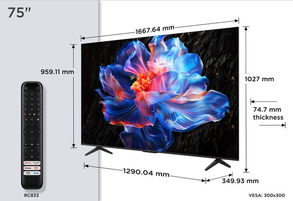 Телевизор TCL 75" 75P6K черный LCD DLED 4K UHD 60Hz Google TV