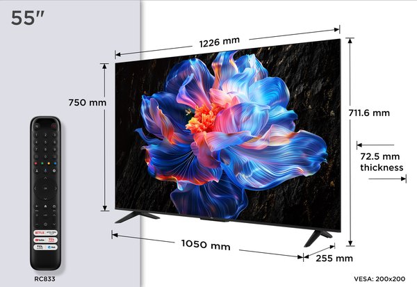 Телевизор TCL 55" 55P6K черный DLED 4K UHD 60Hz Smart TV