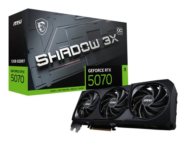 Видеокарта MSI PCI-E RTX 5070 12G SHADOW 3X OC NVIDIA GeForce RTX 5070 12Gb 192bit GDDR7 2542/28000 HDMIx1 DPx3 HDCP Ret