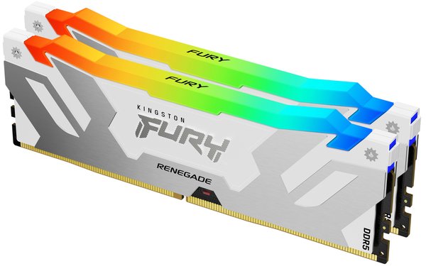 Оперативная память Kingston Fury Renegade, DDR5, 64Gb (2x32Gb), 6400MHz, CL32, DIMM, радиатор, RGB, белый