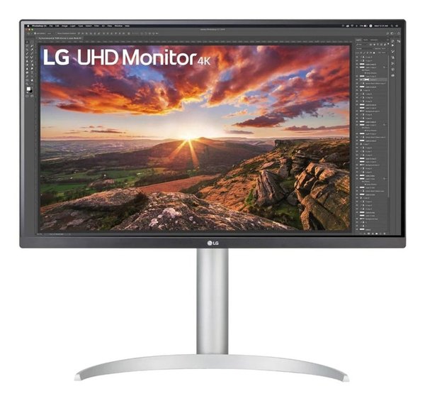 Монитор 27" LG UltraFine 27UP850K-W IPS 3840x2160, 60 Гц, 5 мс, 16:9, 400 кд/м², 2xHDMI 2.0, DP 1.4, USB-C, USB Hub (2x USB 3.0), 3.5 Jack, FreeSync, черный/серебристый