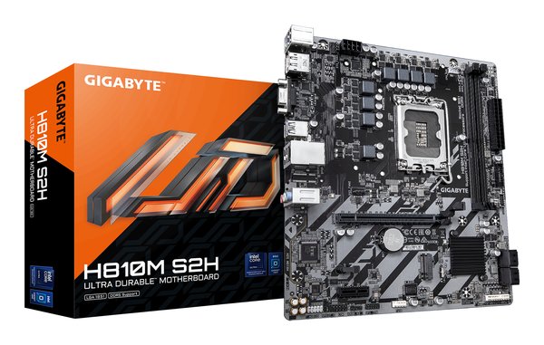 Материнская плата Gigabyte H810M S2H, LGA1851, Intel H810, 2xDDR5, 4xSATA, 1xM.2, 1xPCIe 4.0 x16, 1xPCIe 3.0 x1, 1xDP, 1xHDMI, 1xD-Sub, 1x1Gb LAN, 1xUSB-C 5Gbps, 4xUSB-A 5Gbps, 7xUSB-A 2.0, 3x3.5 мм, 7.1, mATX