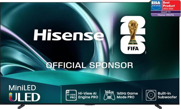 Телевизор Hisense 100" 100U7Q черный Mini-LED UHD 165Hz Smart TV