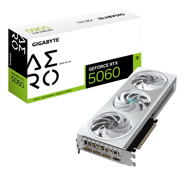 Видеокарта Gigabyte PCI-E 5.0 GV-N5060AERO OC-8GD 1.0 NVIDIA GeForce RTX 5060 8Gb 128bit GDDR7 2595/28000 HDMIx1 DPx3 HDCP Ret