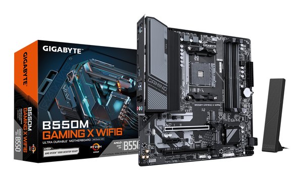 Материнская плата Gigabyte B550M GAMING X WIFI6, AM4, AMD B550, 4xDDR4, 4xSATA, 2xM.2, 1xPCIe 4.0 x16, 1xPCIe 3.0 x4, 1xPCIe 3.0 x1, 1xDP, 1xHDMI, 1x1Gb LAN, Wi-Fi 6, Bluetooth 5.3, 4xUSB-A 5Gbps, 2xUSB-A 2.0, 3x3.5 мм, 7.1, mATX