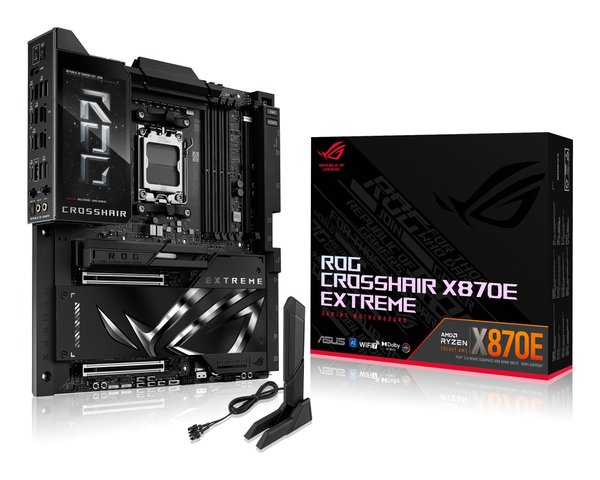 Материнская плата ASUS ROG CROSSHAIR X870E EXTREME, AM5, AMD X870E, 4xDDR5, 4xSATA, 5xM.2, 1xPCIe 5.0 x16, 1xPCIe 5.0 x8, 1xHDMI, 1x10Gb LAN, 1x2.5Gb LAN, Wi-Fi 7, Bluetooth 5.4, 2xUSB-C 40Gbps, 2xUSB-C 10Gbps, 8xUSB-A 10Gbps, 1xTOSLINK, 2x3.5 мм, 7.1, E-ATX