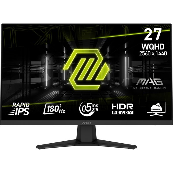 Монитор 27" MSI MAG 274QF X24 IPS 2560x1440, 240 Гц, 0.5 мс, 16:9, 250 кд/м², 2xHDMI 2.0b, DP 1.4a, 3.5 мм, FreeSync, полуматовый экран, черный