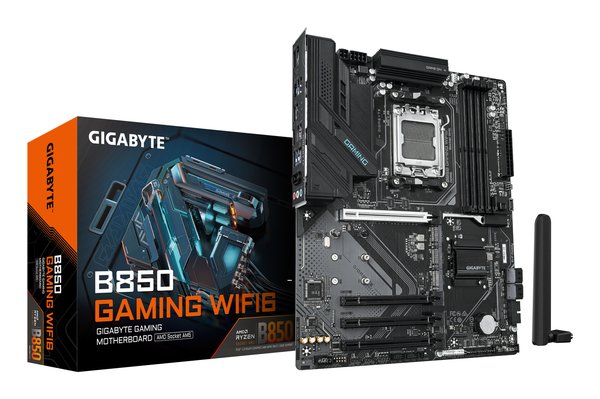 Материнская плата Gigabyte B850 GAMING WIFI6, AM5, AMD B850, 4xDDR5, 4xSATA, 3xM.2, 1xPCIe 5.0 x16, 3xPCIe 3.0 x16, 1xHDMI, 1xDP, 1x1Gb LAN, Wi-Fi 6, Bluetooth 5.3, 1xUSB-C 5Gbps, 2xUSB-A 10Gbps, 2xUSB-A 5Gbps, 4xUSB-A 2.0, 1xPS/2, 3x3.5 мм, 7.1, ATX