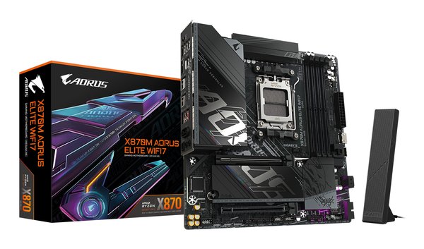 Материнская плата Gigabyte X870M AORUS ELITE WIFI7, AM5, AMD X870, 4xDDR5, 4xSATA, 4xM.2, 1xPCIe 5.0 x16, 1xPCIe 4.0 x4, 1xPCIe 3.0 x2, 1xHDMI, 2xUSB Type-C, 1x2.5Gb LAN, Wi-Fi 7, Bluetooth 5.4, 2xUSB-C USB4, 2xUSB-A 10Gbps, 4xUSB-A 5Gbps, 4xUSB-A 2.0, S/PDIF, 2x3.5 мм, 7.1, mATX