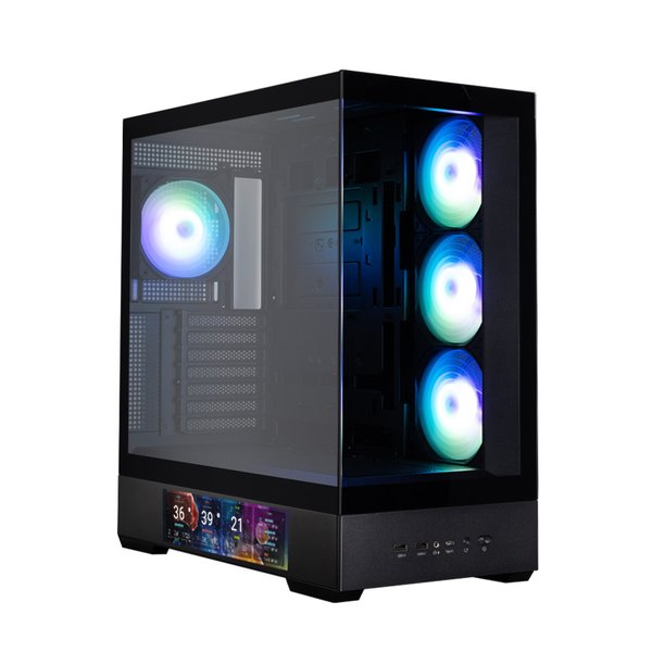 Компьютерный корпус ZALMAN P40 DS, ATX, черный, WINDOW, 9.1-inch LCD screen, 2xCombo(2.5” or 3.5”), 1x2.5”, 1xUSB TYPE-C, 2xUSB 3.0, SIDE 3x120мм ARGb, REAR 1x120мм ARGb