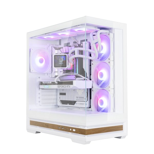 Компьютерный корпус ZALMAN P40 NAMU, ATX, белый, WINDOW, WOODEN ELEMENTS, 2xCombo(2.5” or 3.5”), 1xUSB TYPE-C, 2xUSB 3.0, SIDE 3x120мм ARGB, REAR 1x120мм ARGB