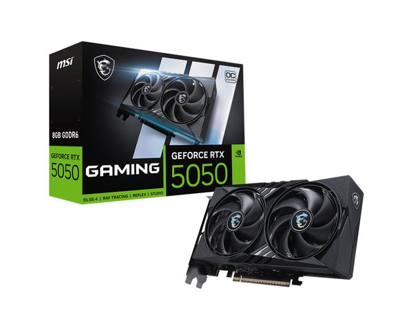 Видеокарта MSI GeForce RTX 5050 8G GAMING OC, NVIDIA RTX 5050, 8 ГБ GDDR6, 128 бит, PCI-e 5.0, 1xHDMI, 3xDP, 2647 МГц