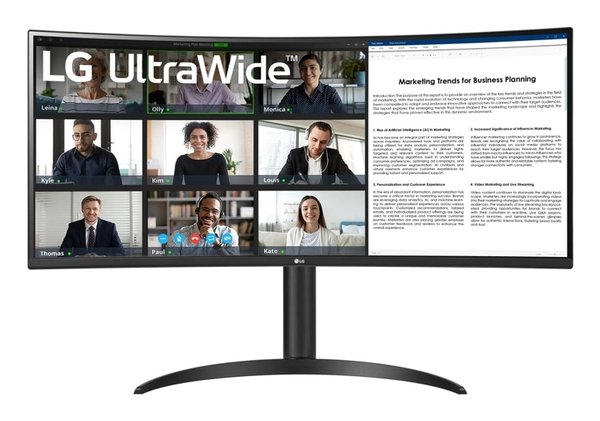 Монитор 34" LG UltraWide 34WR55QK-B VA 3440x1440, 100 Гц, 5 мс, 21:9, 300 кд/м², DP 1.4, 2xHDMI 2.0, USB Type-C, USB Hub, изогнутый экран (1800R), черный