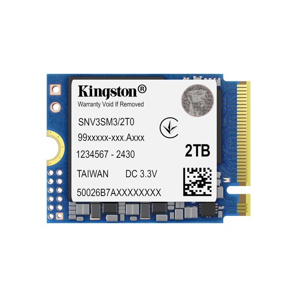 Накопитель SSD Kingston NV3, 2000Gb, M.2(22x30мм), NVMe, PCIe 4.0 x4, 3D TLC, R/W 6000/5000Mb/s, TbW 640, DWPD 0.2