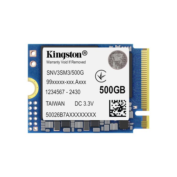 Накопитель SSD Kingston NV3, 500Gb, M.2(22x30мм), NVMe, PCIe 4.0 x4, 3D TLC, R/W 5000/3000Mb/s, TbW 160, DWPD 0.2 (60 мес)