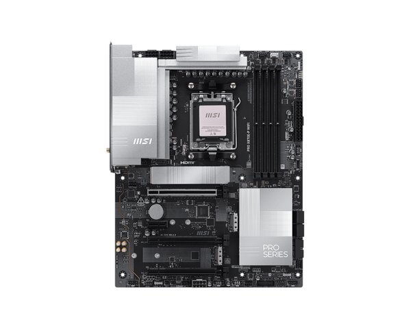 Материнская плата MSI PRO X870E-P WIFI, AM5, AMD X870E, 4xDDR5, 4xSATA, 3xM.2, 1xPCIe 5.0 x16, 1xPCIe 4.0 x4, 1xPCIe 3.0 x1, 1xHDMI, 1x5Gb LAN, Wi-Fi 7, Bluetooth 5.4, 1xUSB-C 20Gbps, 1xThunderbolt 4, 2xUSB-A 10Gbps, 2xUSB-A 5Gbps, 4xUSB-A 2.0, 3x3.5 мм, 7.1, ATX
