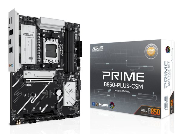 Материнская плата ASUS PRIME B850-PLUS-CSM, AM5, AMD B850, 4xDDR5, 4xSATA, 3xM.2, 1xPCIe 5.0 x16, 1xPCIe 4.0 x4, 1xDP, 1xHDMI, 1x2.5Gb LAN, 1xUSB-C 10Gbps, 3xUSB-A 10Gbps, 2xUSB-A 5Gbps, 2xUSB-A 2.0, 3x3.5 мм, 7.1, ATX