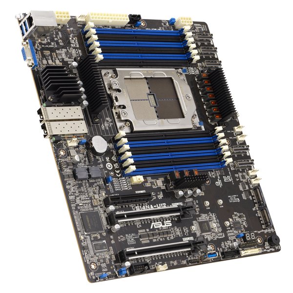 Материнская плата серверная ASUS S14NA-U12, 1xSP6 (LGA4844), AMD EPYC, 12xDDR5 (ECC RDIMM), 2xM.2, 2xPCIe 5.0 x16, 1xPCIe 5.0 x8, 1xVGA, 2x25Gb LAN (SFP28), 2xUSB-A 5Gbps, CEB