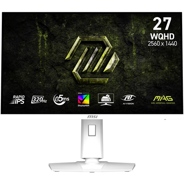 Монитор 27" MSI MAG 274QRFW X32 IPS 2560x1440, 320 Гц, 0.5 мс, 16:9, 300 кд/м², HDMI 2.1, DP, USB-C, 3.5 Jack, Adaptive-Sync, HDR10, DisplayHDR 400, белый