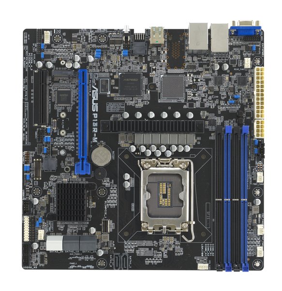 Материнская плата серверная ASUS P13R-M, LGA1700, Intel C262, 4xDDR5 (ECC), 8xSATA, 1xM.2, 1xPCIe 5.0 x16, 1xPCIe 3.0 x8, 1xVGA, 3x1Gb LAN, 3xUSB-A 10Gbps, mATX