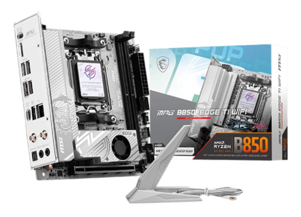 Материнская плата MSI MPG B850I EDGE TI WIFI, AM5, AMD B850, 2xDDR5, 2xSATA, 2xM.2, 1xPCIe 5.0 x16, 1xHDMI, 1x5Gb LAN, Wi-Fi 7, Bluetooth 5.4, 1xUSB-C 20Gbps, 3xUSB-A 10Gbps, 2xUSB-A 5Gbps, 2x3.5 мм, 7.1, Mini-ITX