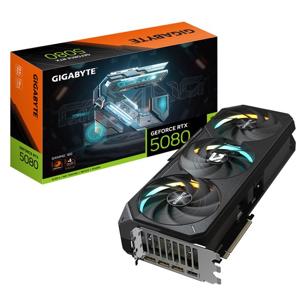 Видеокарта Gigabyte PCI-E 5.0 GV-N5080GAMING-16GD 1.0 NVIDIA GeForce RTX 5080 16Gb 256bit GDDR7 2730/30000 HDMIx1 DPx3 HDCP Ret